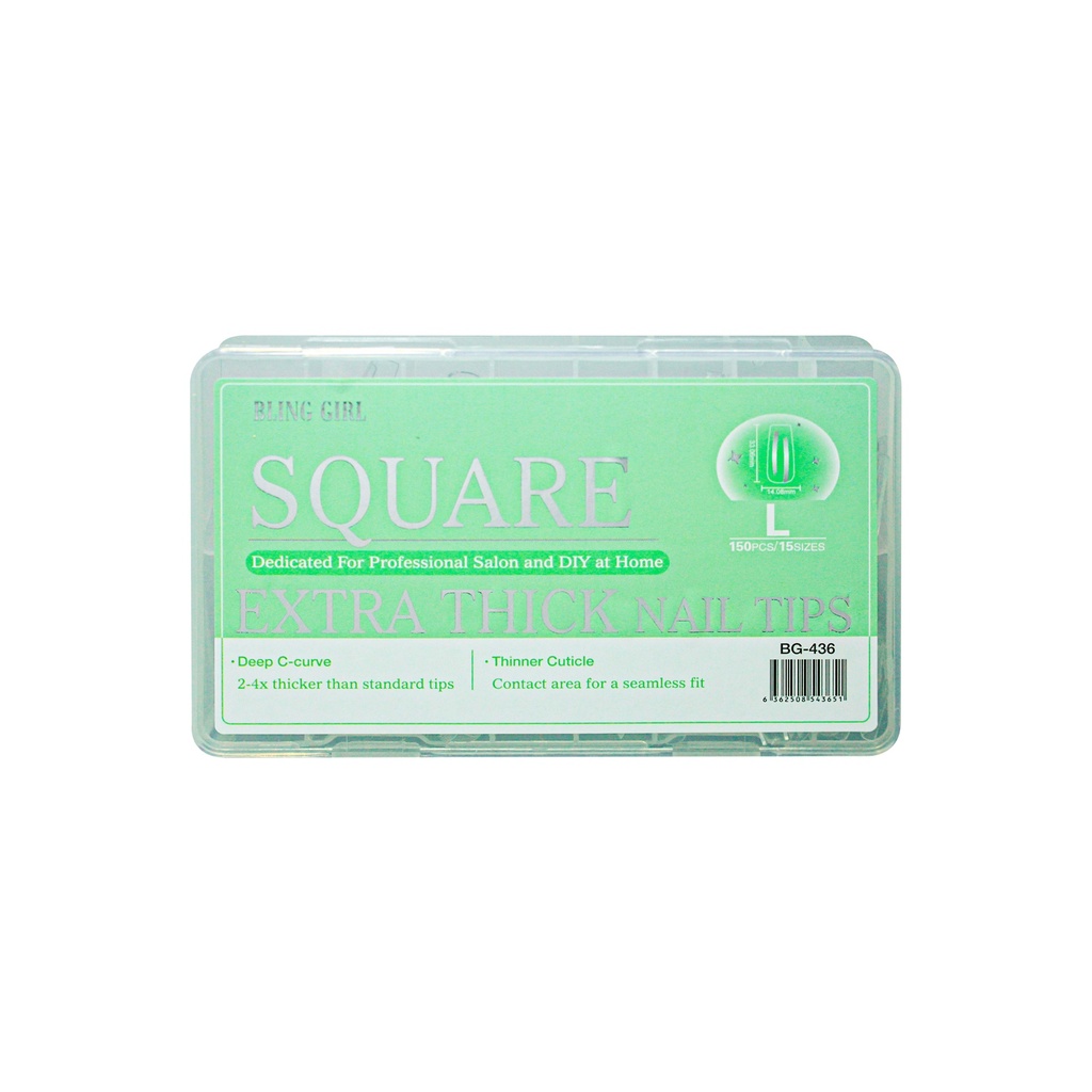Square Extra Thick Nail Tips Large BG-436 (150PCS/15 sizes) [S2510P09]