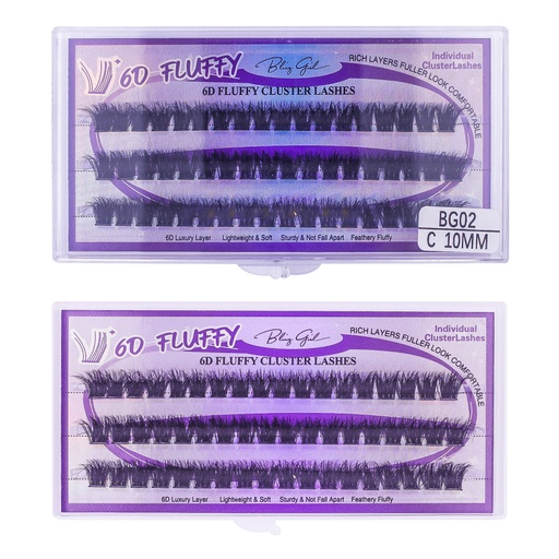 [6612477815823] 6D Fluffy Cluster Lashes 10mm-C [S2508P05]