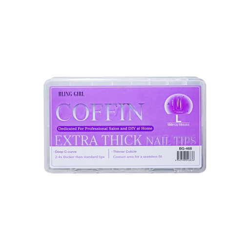 [6362508546836] Coffin Extra Thick Nail Tips Large BG-468 (150PCS/15 sizes) [S2510P04]